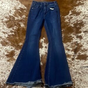 Elegant Dark Blue Flare Jeans